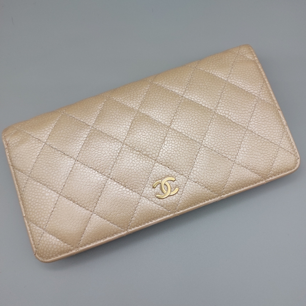 🖤CANEL Gold Metallic Quilted Leather Wallet/Clutch🖤 - Picture 6 of 17